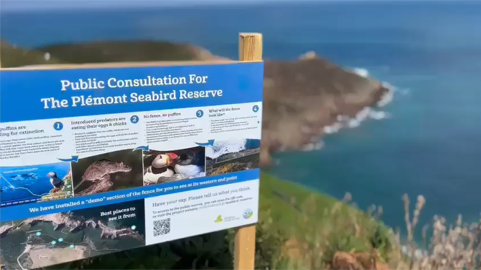 Public consultation sign at Plemont