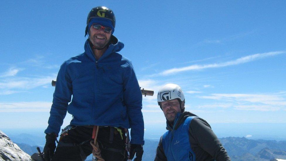 Andy Pyatt and his brother Neil on top of a mountain