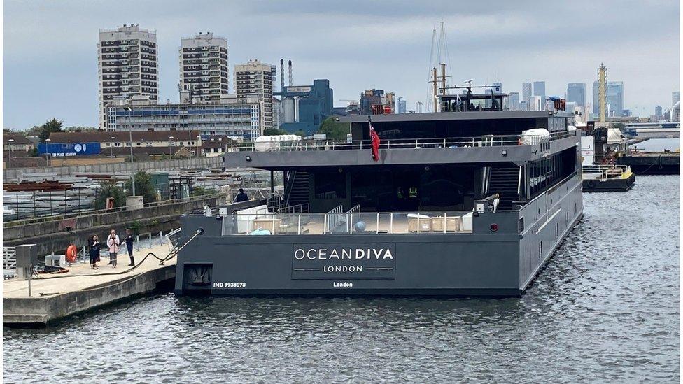 Oceandiva moored at the Royal Docks in Newham