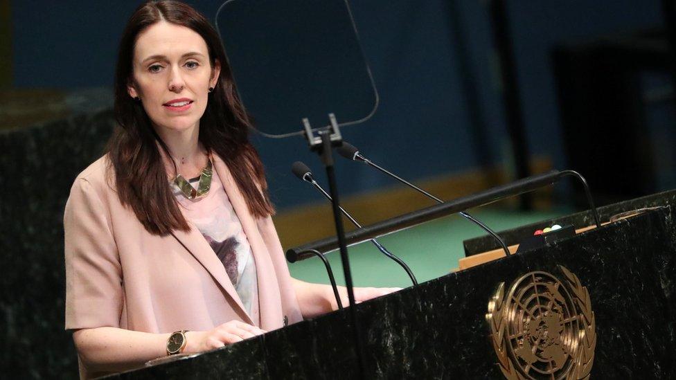 New Zealand Prime Minister Jacinda Ardern speaks at the Nelson Mandela Peace Summit