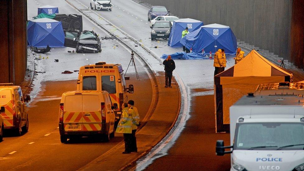 Crash scene on Belgrave Middleway