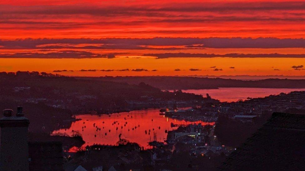 Sunrise over Penryn in Cornwall