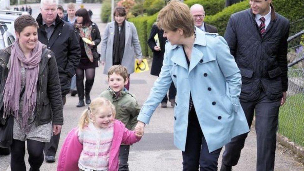 Kirsty Blackman and her children on the campaign trail with Nicola Sturgeon