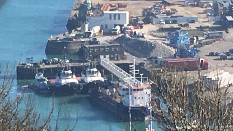 Migrants' boat in Dover harbour