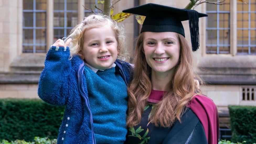 Andante Singer with her son Atticus on her graduate