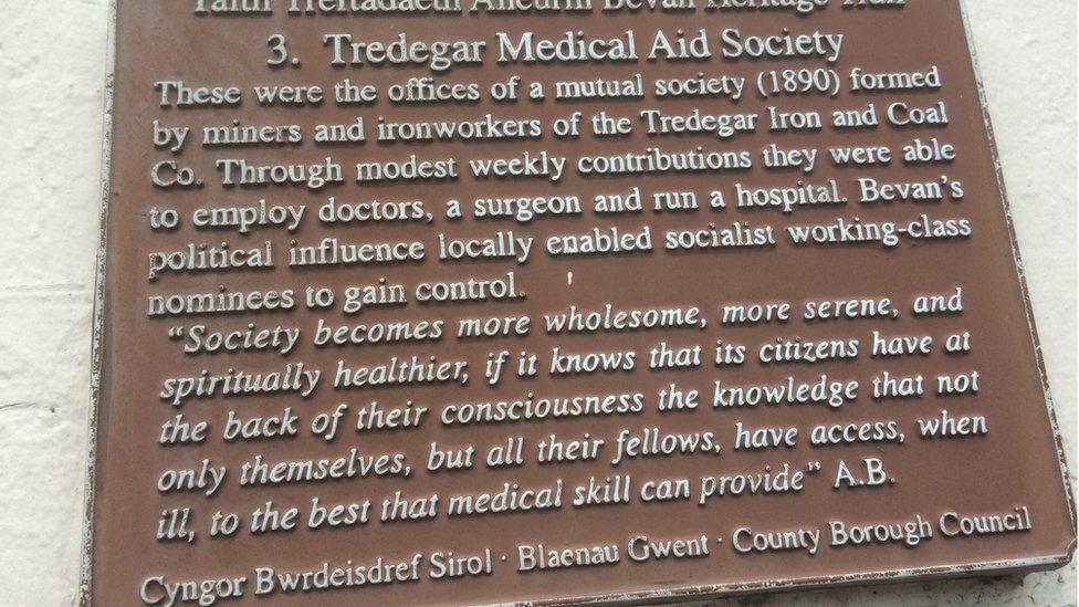 Tredegar Medical Aid Society sign