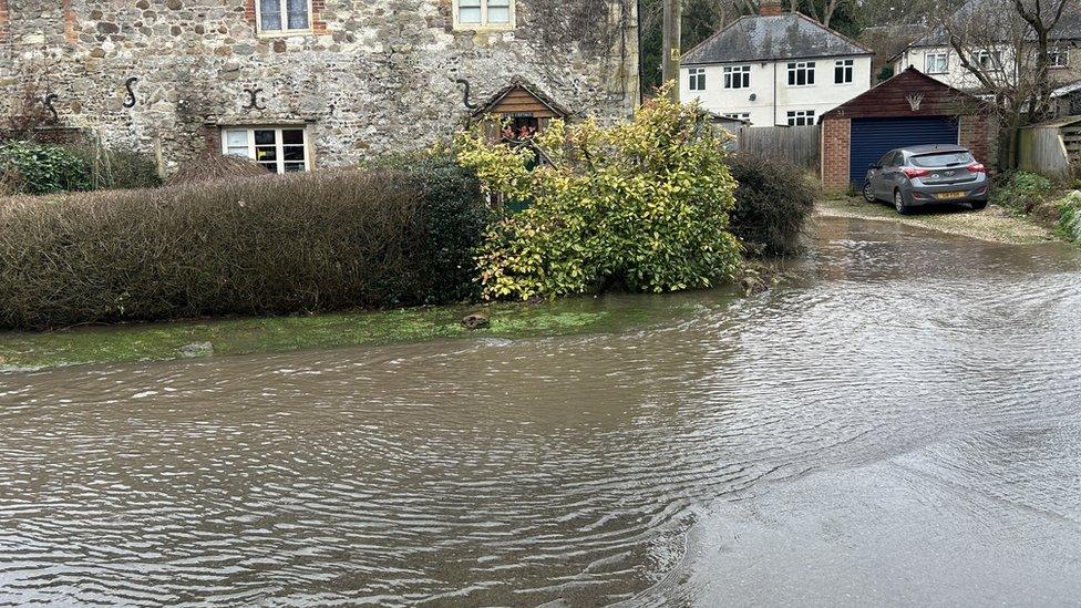 Flooded road in Wiltshire