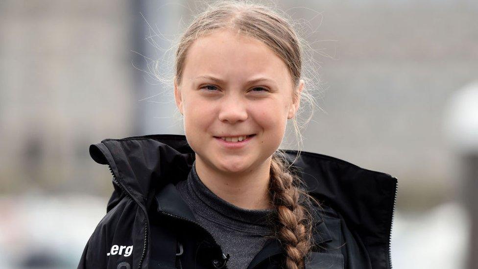 Greta arrives in the US on a boat