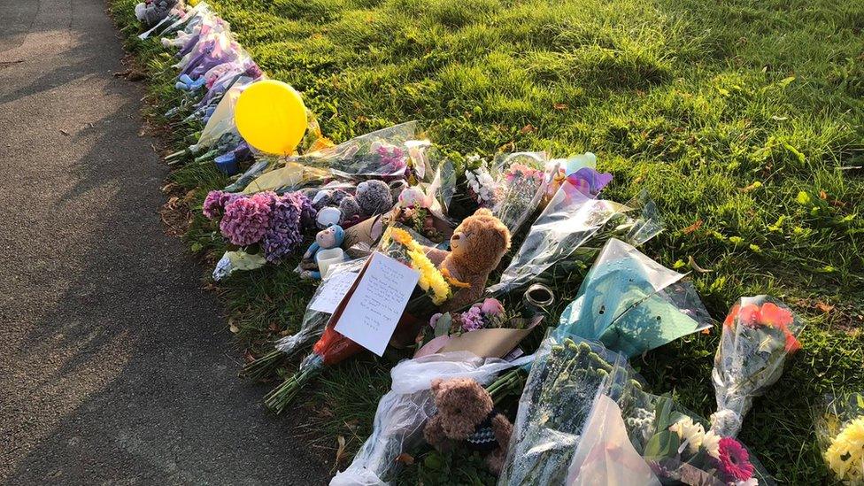 Flowers lay on Biddick Drive