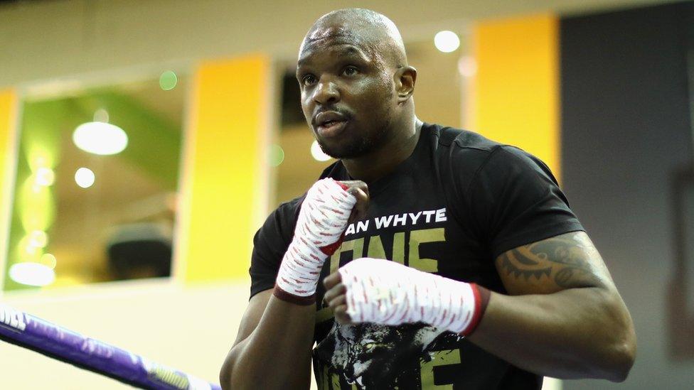 Dillian Whyte at the public work out for Whyte v Browne