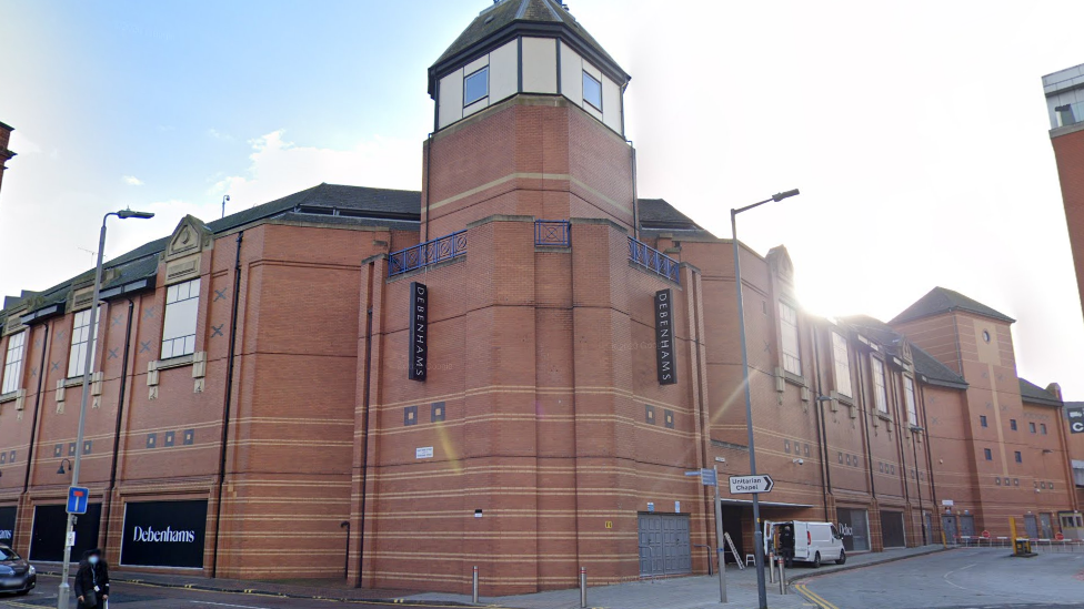 Debenhams building in Leicester