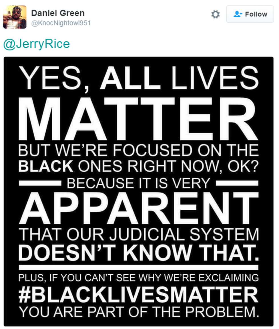 A tweet explains the concept behind Black Lives Matter