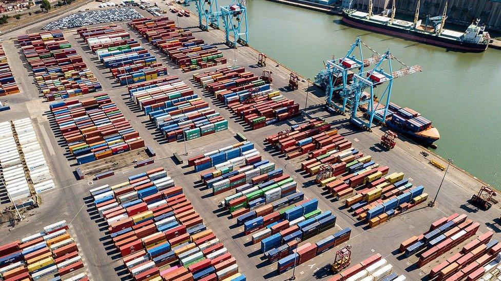 Aerial shot of the Port of Liverpool