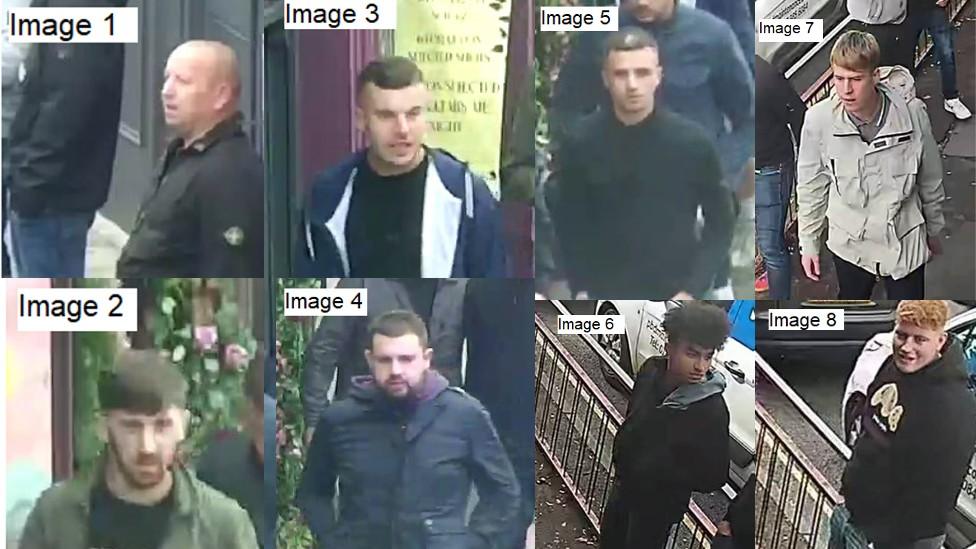 Eight CCTV images of the men police want to identify