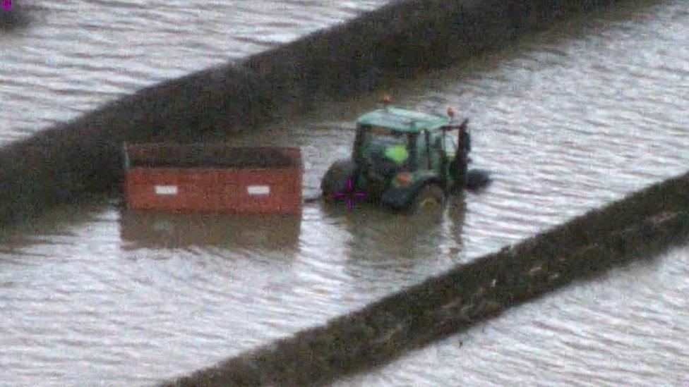 David Jones got stuck in the water at 07:30 GMT on Tuesday on his way to a quarry