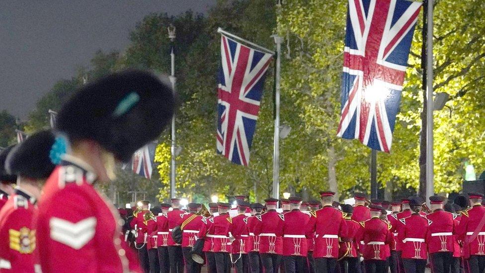 An overnight rehearsal for the funeral was held on Thursday