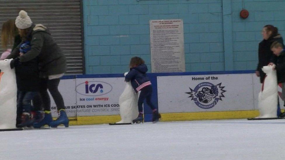 People skating on Grimsby ice rink