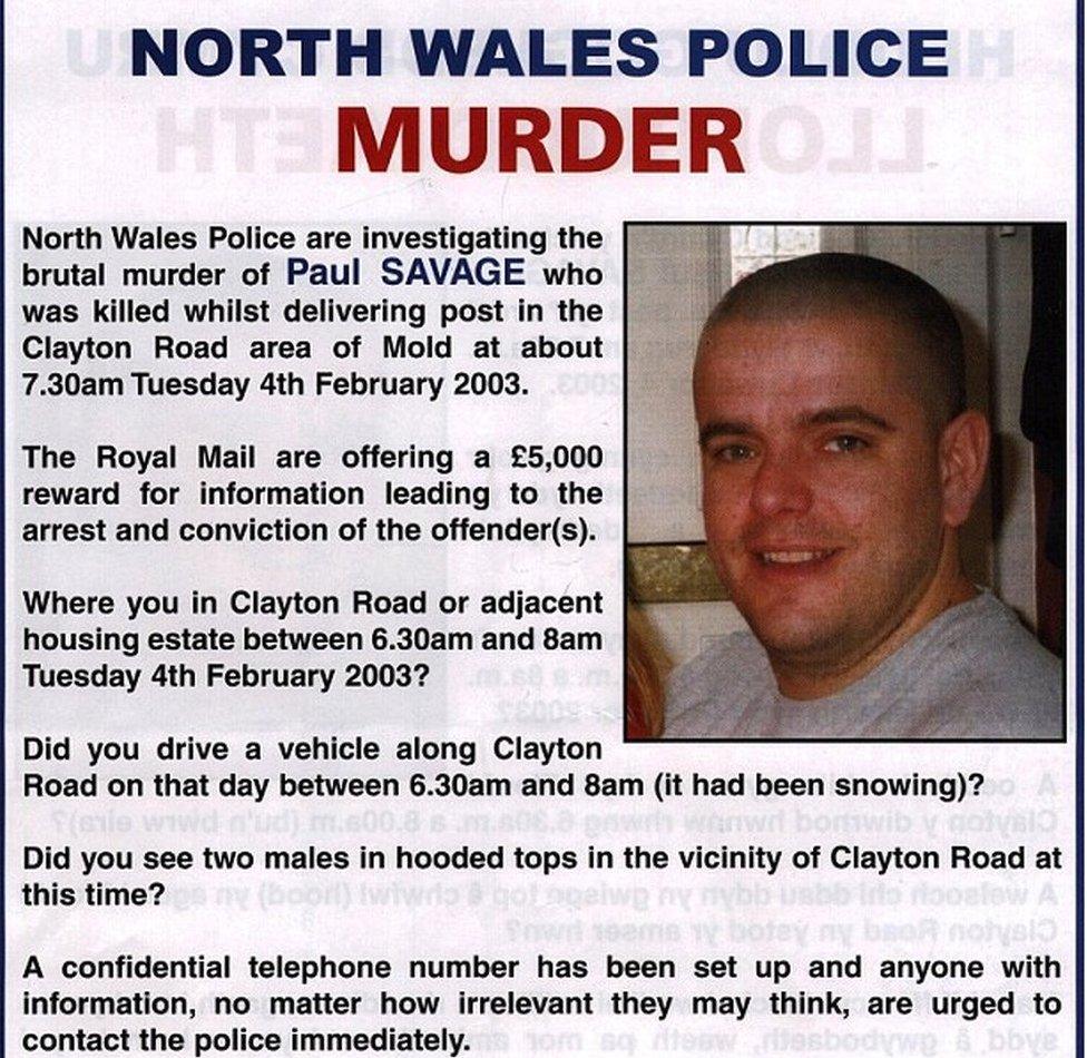 A police appeal poster showing Paul Savage's number