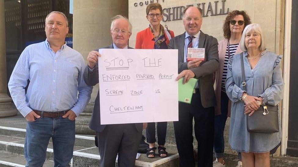 Residents standing in front of Shire Hall