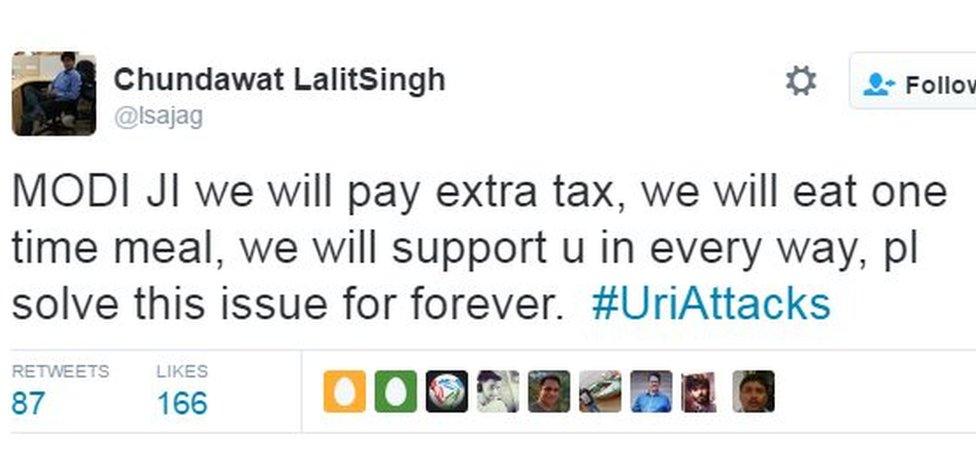 MODI JI we will pay extra tax, we will eat one time meal, we will support u in every way, pl solve this issue for forever. #UriAttacks