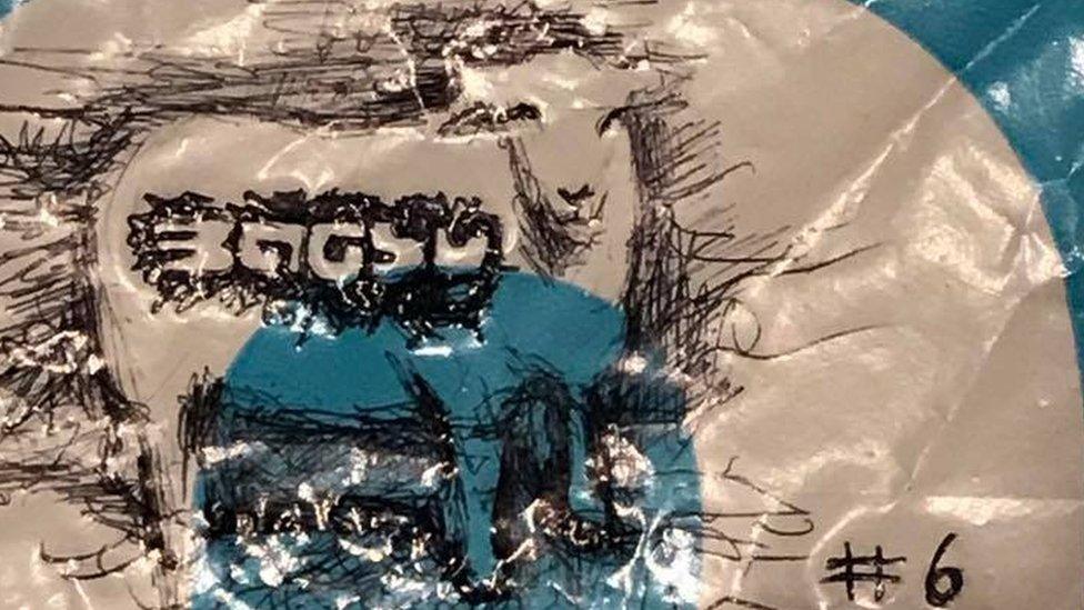 Image of a sheep drawn by Bagsy on a carrier bag