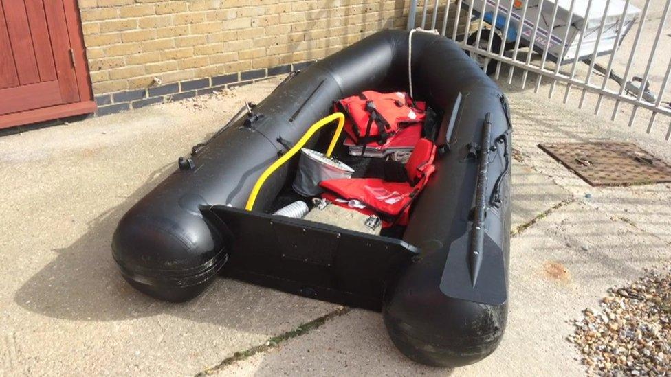 Inflatable dinghy used by the suspected Iranian migrants