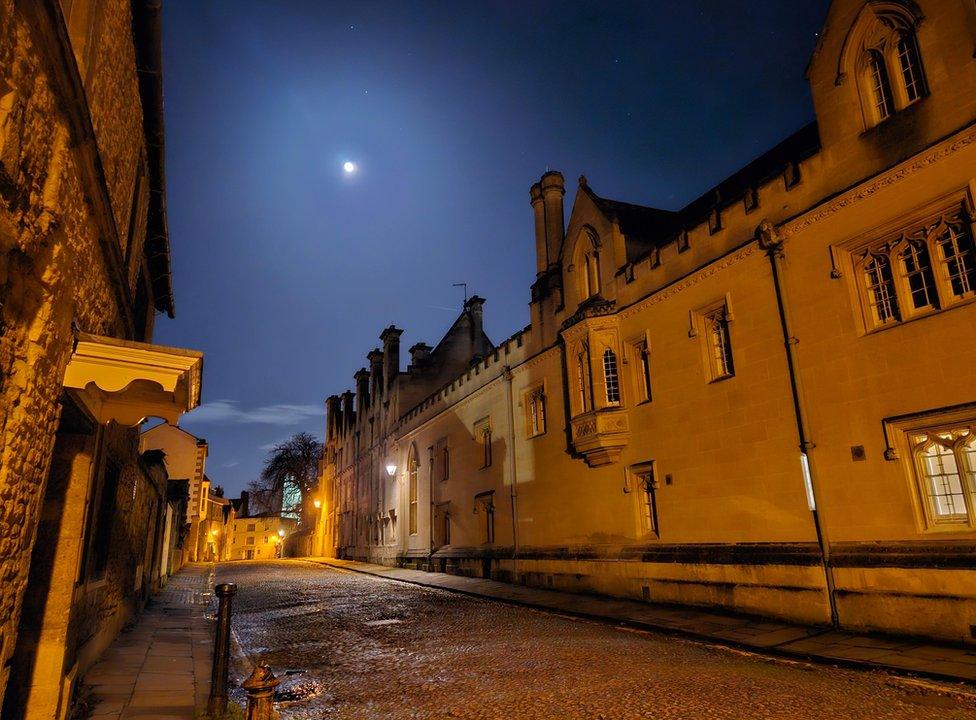 A beautifully-lit evening view of Oxford's streets captured by Weather Watcher Lucies_oxford_camera