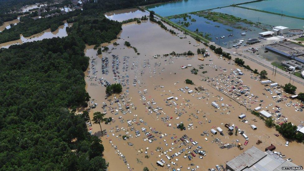 aerial view of flooding