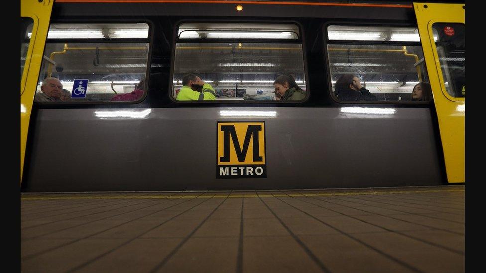 Metro train on the platform