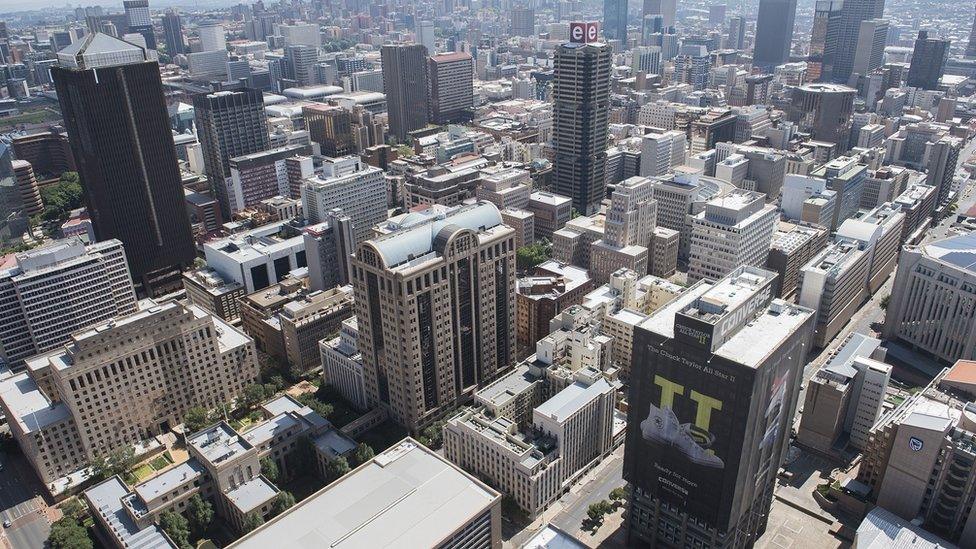 Aerial view of city of Cape Town