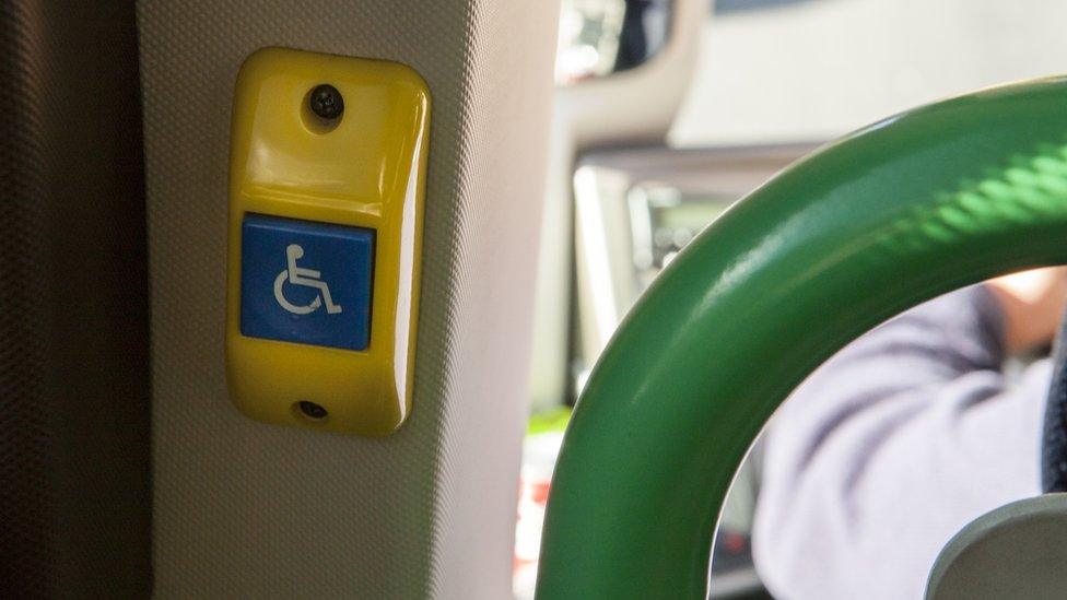 Disabled button on a bus