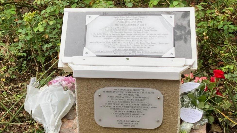 Memorial in Bath to mark 80 years since the worst air raids in the city