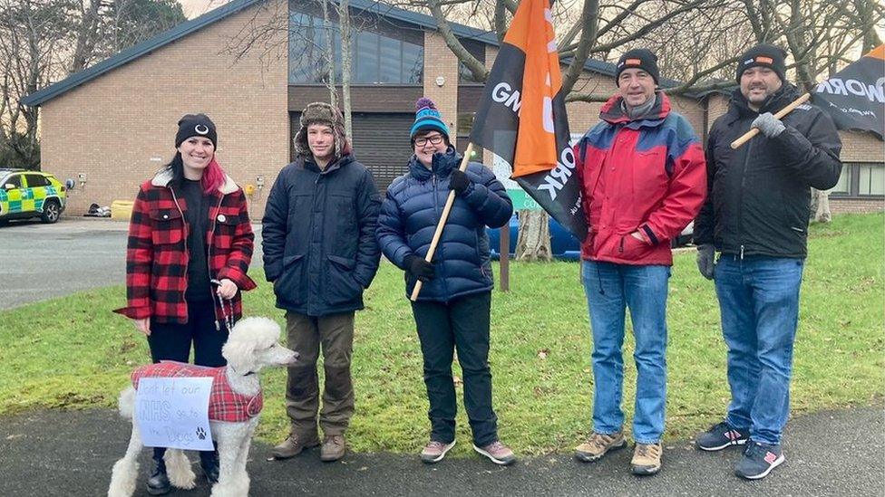 The picket line in Colwyn Bay