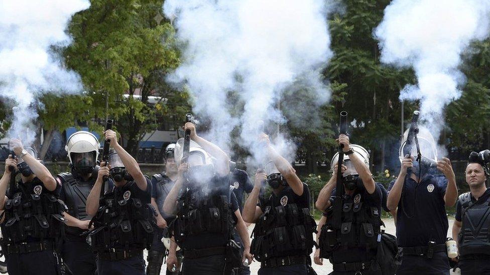 Police fired tear gas to break up demonstrations in Ankara