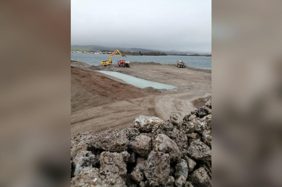 Work to create a new island in the lagoon