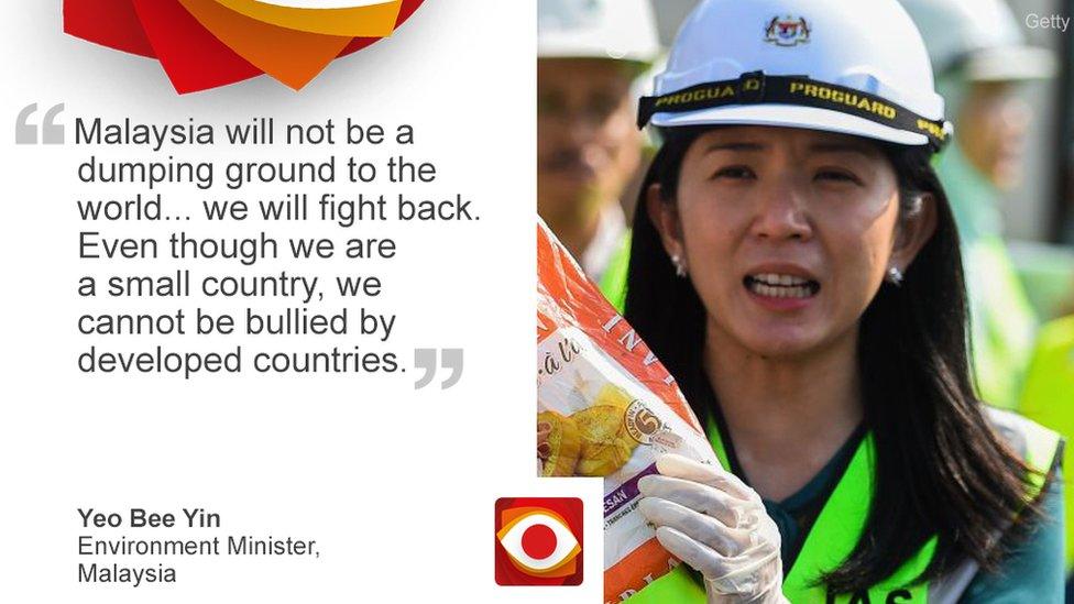 Quote card of Malaysian environment minister on dumping of foreign waste