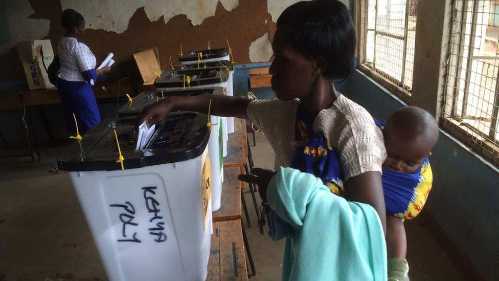 Woman voting