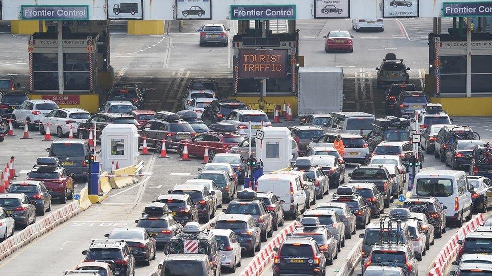 Queues of cars at Dover