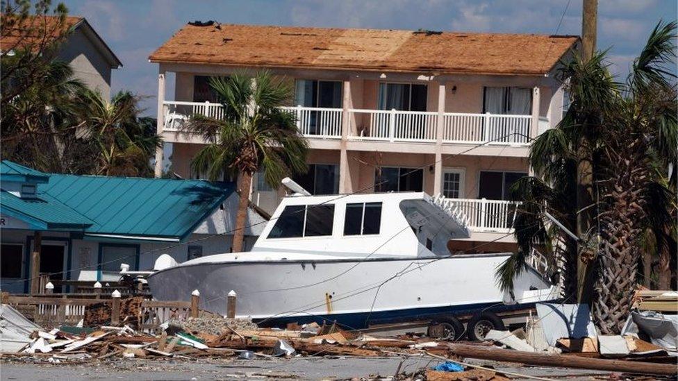 Destruction in Mexico Beach following Hurricane Michael, 11 October 2018