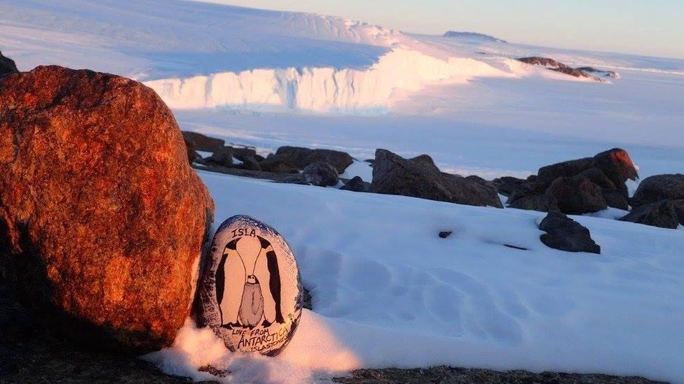 An Isla stone in Antarctica