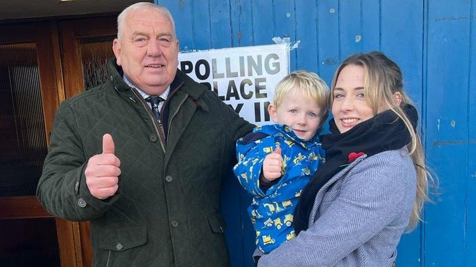 Donald Kelly, his grandson Dudley and daughter Jennifer Kelly