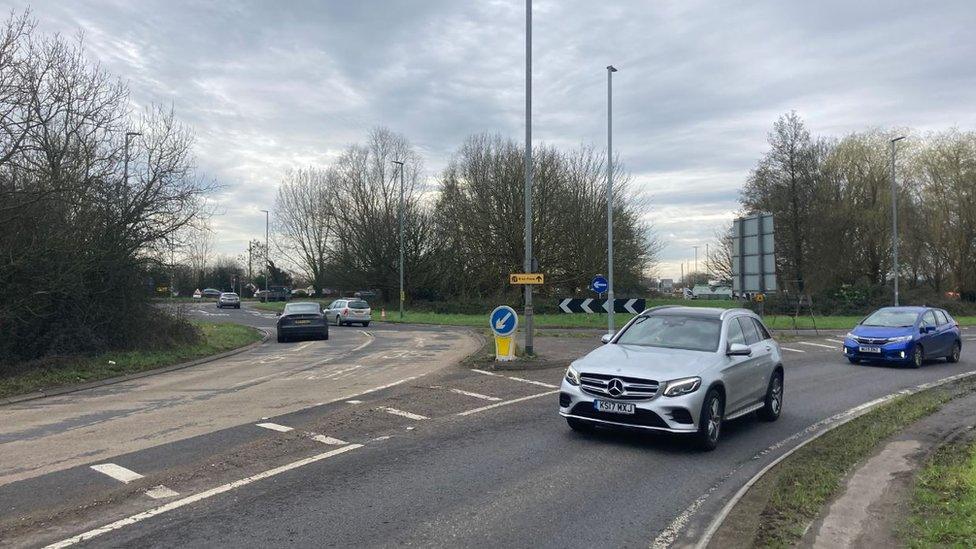 The Edithmead Roundabout seen From The A38 Bristol Road In Highbridge