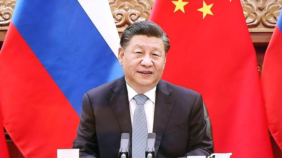 Chinese President Xi Jinping is seen during a meeting with Russian President Vladimir Putin (not seen) via videoconference in Moscow, Russia on December 15, 2021.