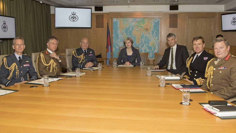 General Sir Nicholas Carter with the Prime Minister and Defence Chiefs