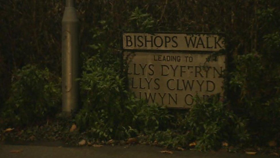 Road sign for Bishops Walk in St Asaph