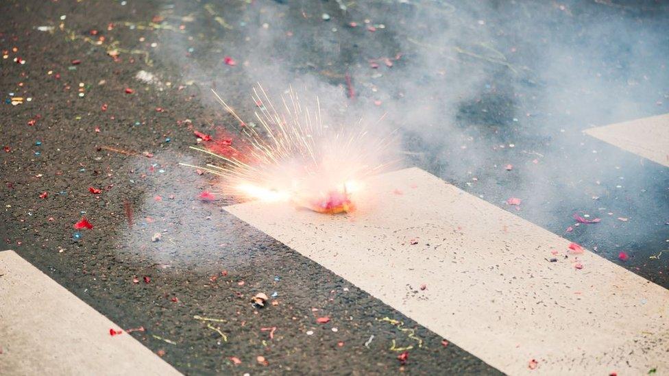 firecracker on the street