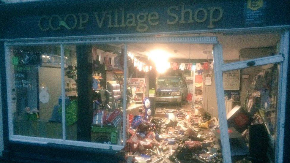 A car inside the Lavenham Co-op store