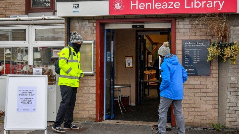 People outside a testing centre in Bristol