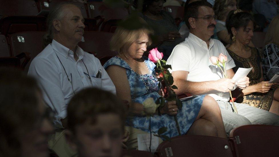 2015-06-19. A commemorative vigil was held on Friday, following the shooting deaths of nine churchgoers in Charleston on Wednesday. Colm O'Molloy for BBC News.