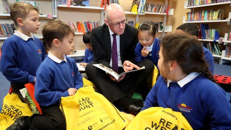 John Swinney at a Primary school